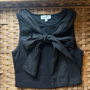 MARBLE Black Top with Bow on Front Size S